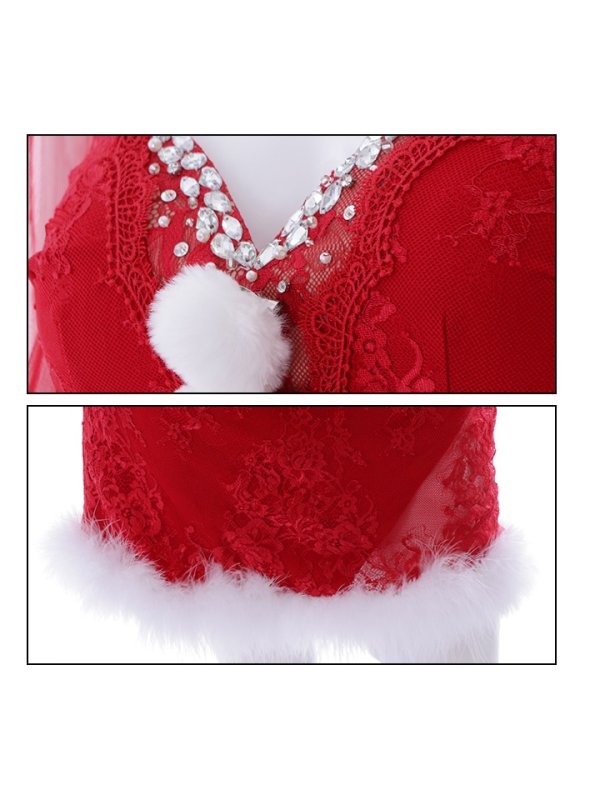 画像28: 【サンタセール！】総レースチュールロングスリーブサンタ【sugar nine サンタコス 3点セット】【S-Lサイズ/1カラー】[YMT] (28)