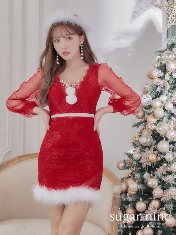 画像19: 【サンタセール！】総レースチュールロングスリーブサンタ【sugar nine サンタコス 3点セット】【S-Lサイズ/1カラー】[YMT] (19)