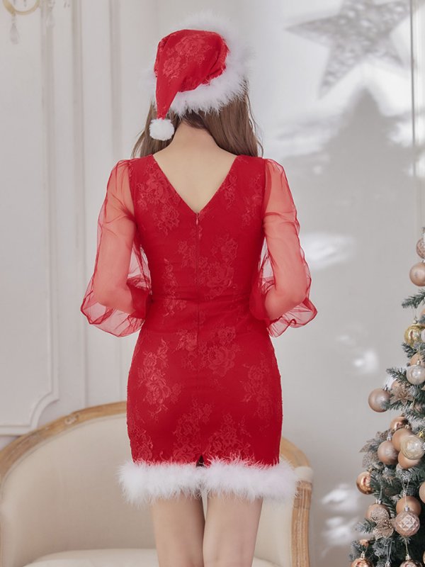 画像23: 【サンタセール！】総レースチュールロングスリーブサンタ【sugar nine サンタコス 3点セット】【S-Lサイズ/1カラー】[YMT] (23)