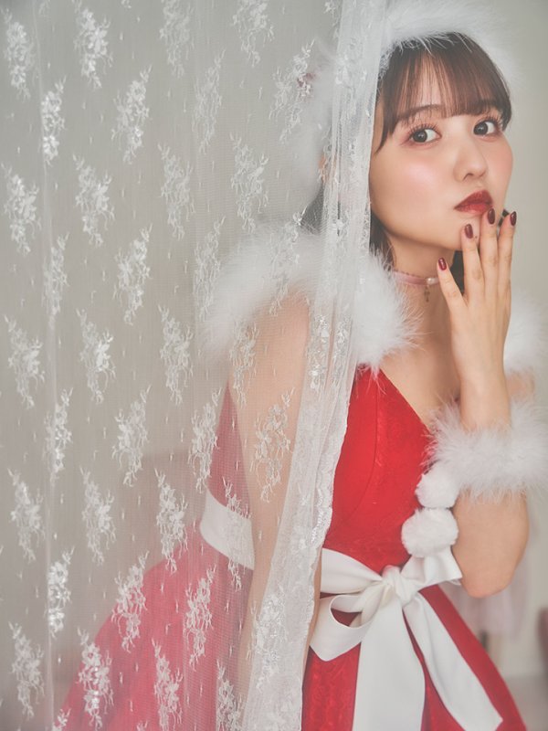 画像6: 【ノベルティ対象】即日発送!総レース/ ファーショルダー/ ショートインロングフレアサンタ【sugar nine サンタコス 5点セット】【S-Lサイズ/2カラー】[YMT] (6)