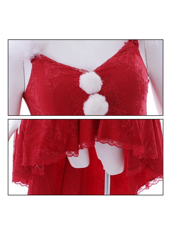 画像15: 【ノベルティ対象】即日発送!総レース/ ファーショルダー/ ショートインロングフレアサンタ【sugar nine サンタコス 5点セット】【S-Lサイズ/2カラー】[YMT] (15)