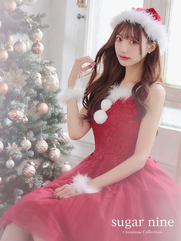 画像2: 【サンタセール！】ケミカルレースチュールドレスワンピースフレアサンタ【sugar nine サンタコス 4点セット】【S-Lサイズ/1カラー】[YMT] (2)