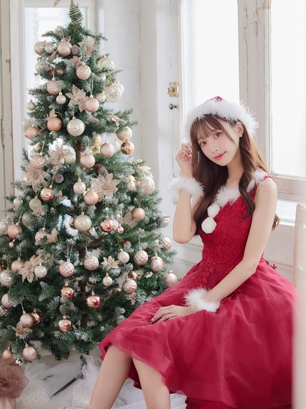 画像7: 【サンタセール！】ケミカルレースチュールドレスワンピースフレアサンタ【sugar nine サンタコス 4点セット】【S-Lサイズ/1カラー】[YMT] (7)