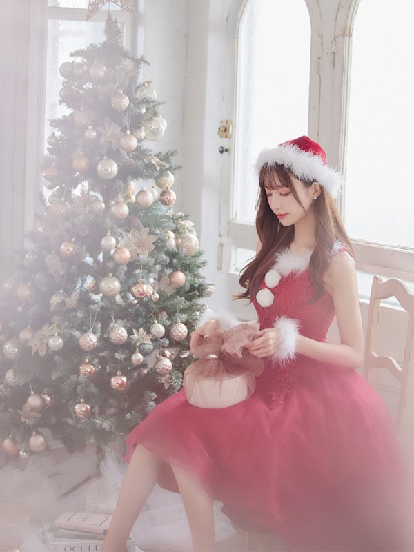 画像8: 【サンタセール！】ケミカルレースチュールドレスワンピースフレアサンタ【sugar nine サンタコス 4点セット】【S-Lサイズ/1カラー】[YMT] (8)