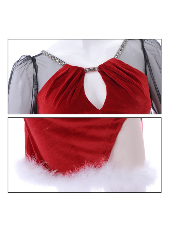 画像11: 【サンタセール！】シアーチュール袖タイトドレスサンタ【sugar nine サンタコス 3点セット】【S-XLサイズ/2カラー】[YMT] (11)