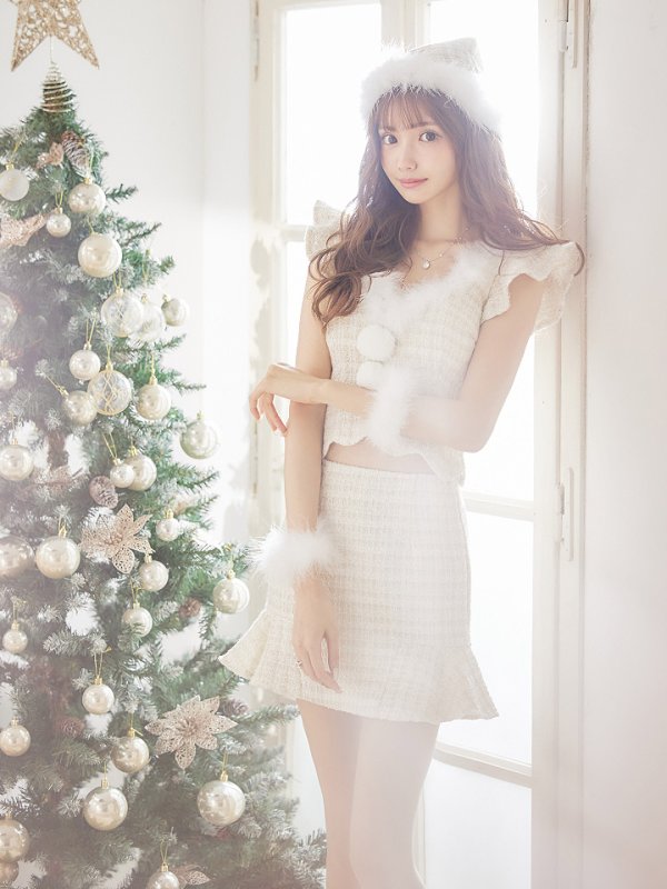 画像7: 【ノベルティ対象】【即日発送】ツイード/ セットアップ/ マーメイドフレアミニドレスサンタ【sugar nine サンタコス 5点セット】【XS-Mサイズ/4カラー】[YMT] (7)