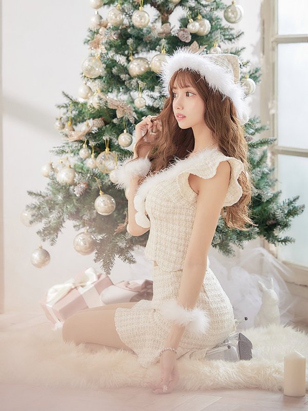 画像8: 【ノベルティ対象】【即日発送】ツイード/ セットアップ/ マーメイドフレアミニドレスサンタ【sugar nine サンタコス 5点セット】【XS-Mサイズ/4カラー】[YMT] (8)