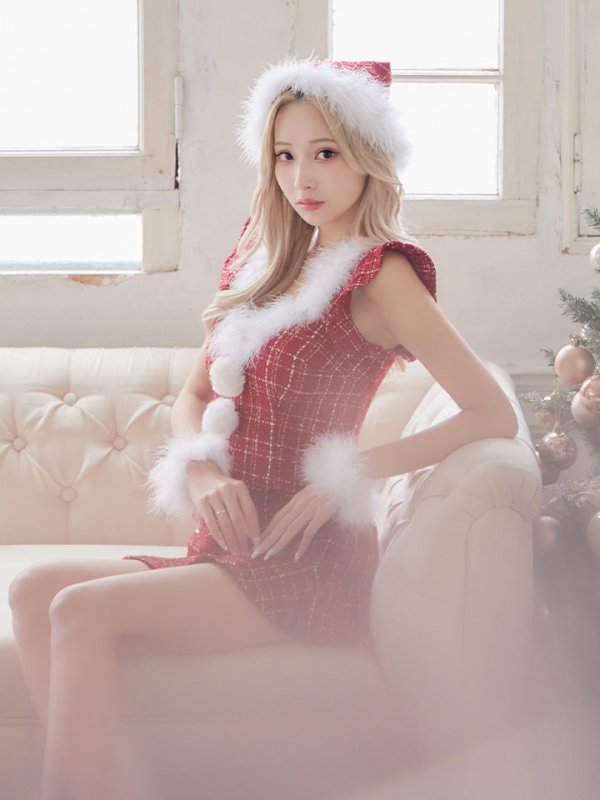 画像8: 【ノベルティ対象】【即日発送】ツイード/ セットアップ/ マーメイドフレアミニドレスサンタ【sugar nine サンタコス 5点セット】【XS-Mサイズ/4カラー】[YMT] (8)