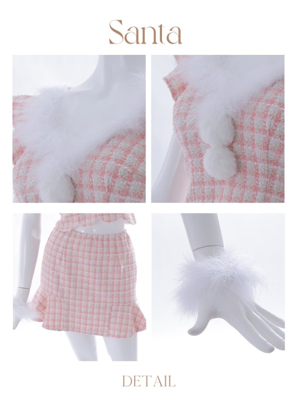 画像35: 【ノベルティ対象】【即日発送】ツイード/ セットアップ/ マーメイドフレアミニドレスサンタ【sugar nine サンタコス 5点セット】【XS-Mサイズ/4カラー】[YMT] (35)
