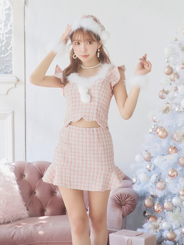 画像11: 【ノベルティ対象】【即日発送】ツイード/ セットアップ/ マーメイドフレアミニドレスサンタ【sugar nine サンタコス 5点セット】【XS-Mサイズ/4カラー】[YMT] (11)