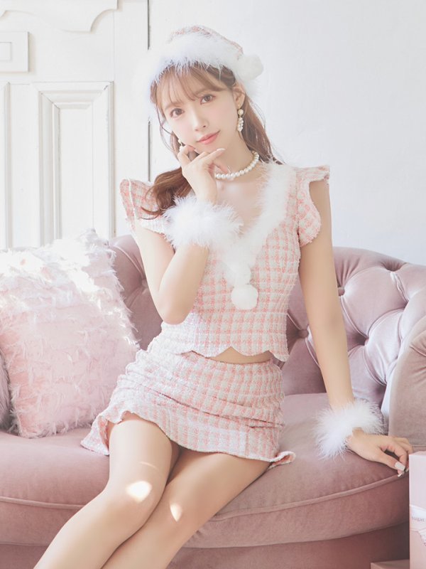 画像12: 【ノベルティ対象】【即日発送】ツイード/ セットアップ/ マーメイドフレアミニドレスサンタ【sugar nine サンタコス 5点セット】【XS-Mサイズ/4カラー】[YMT] (12)