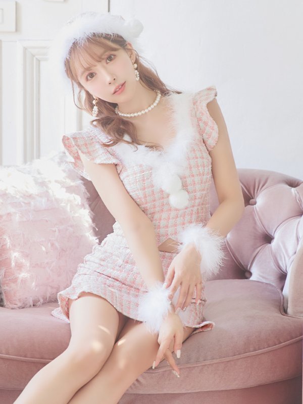 画像8: 【ノベルティ対象】【即日発送】ツイード/ セットアップ/ マーメイドフレアミニドレスサンタ【sugar nine サンタコス 5点セット】【XS-Mサイズ/4カラー】[YMT] (8)