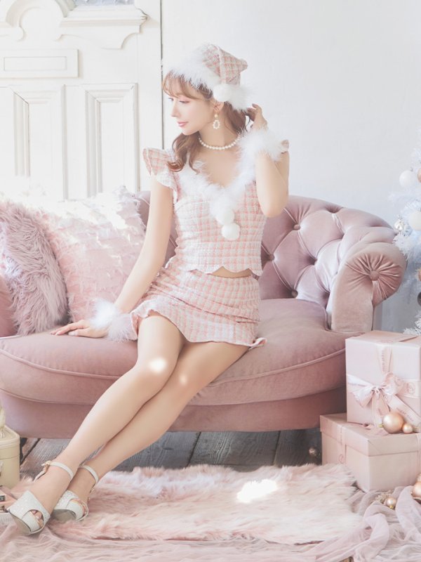 画像14: 【ノベルティ対象】【即日発送】ツイード/ セットアップ/ マーメイドフレアミニドレスサンタ【sugar nine サンタコス 5点セット】【XS-Mサイズ/4カラー】[YMT] (14)