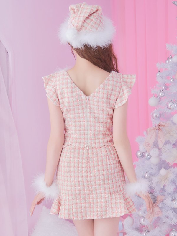 画像5: 【ノベルティ対象】【即日発送】ツイード/ セットアップ/ マーメイドフレアミニドレスサンタ【sugar nine サンタコス 5点セット】【XS-Mサイズ/4カラー】[YMT] (5)