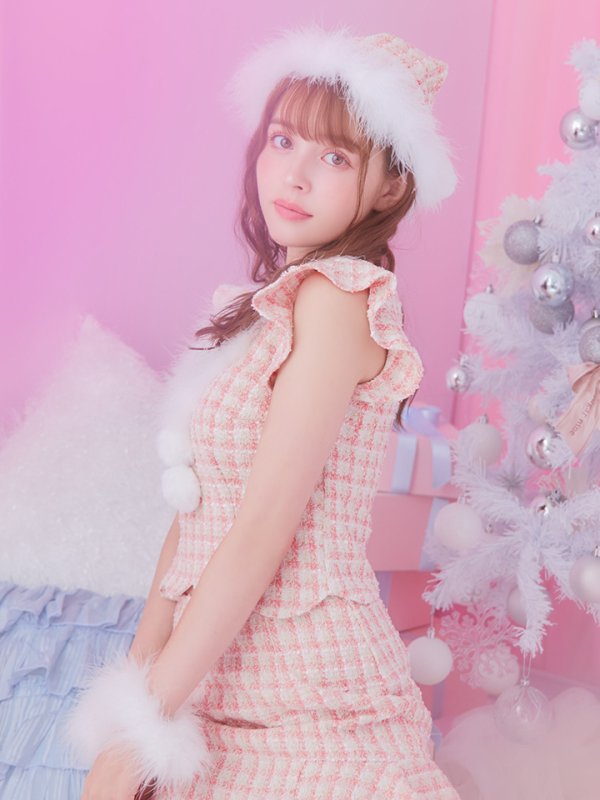 画像14: 【ノベルティ対象】【即日発送】ツイード/ セットアップ/ マーメイドフレアミニドレスサンタ【sugar nine サンタコス 5点セット】【XS-Mサイズ/4カラー】[YMT] (14)