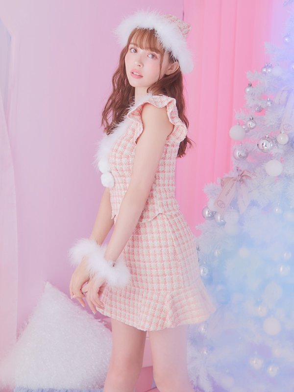 画像17: 【ノベルティ対象】【即日発送】ツイード/ セットアップ/ マーメイドフレアミニドレスサンタ【sugar nine サンタコス 5点セット】【XS-Mサイズ/4カラー】[YMT] (17)