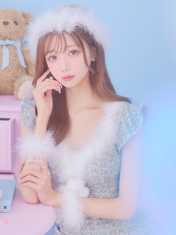 画像13: 【ノベルティ対象】【即日発送】ツイード/ セットアップ/ マーメイドフレアミニドレスサンタ【サンタコス 5点セット】【XS-Mサイズ/4カラー】[YMT] (13)