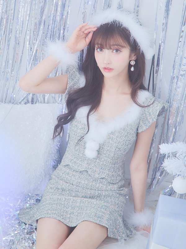 画像17: 【ノベルティ対象】【即日発送】ツイード/ セットアップ/ マーメイドフレアミニドレスサンタ【sugar nine サンタコス 5点セット】【XS-Mサイズ/4カラー】[YMT] (17)