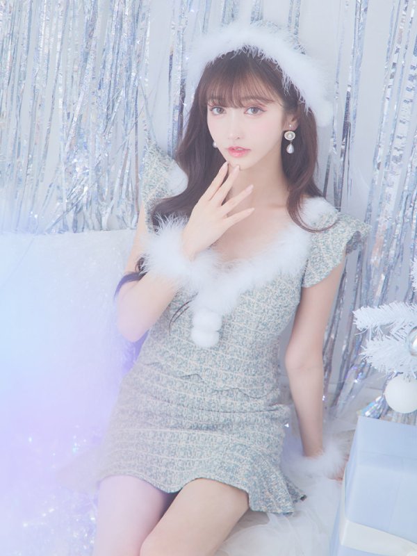 画像21: 【ノベルティ対象】【即日発送】ツイード/ セットアップ/ マーメイドフレアミニドレスサンタ【sugar nine サンタコス 5点セット】【XS-Mサイズ/4カラー】[YMT] (21)