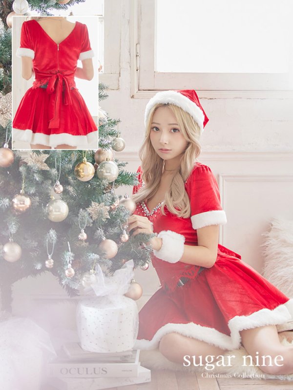 画像3: 【サンタセール！】バックリボンセットアップミニ丈フレアサンタ【sugar nine サンタコス 6点セット】【XS-Mサイズ/1カラー】[YMT] (3)