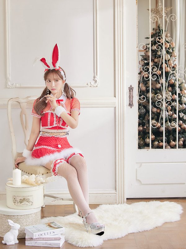 画像9: 【サンタセール！】ドットチュール/ バニー/ セットアップサンタ（SS088YN-Socks）【sugar nine サンタコス 5点セット】【XS-Lサイズ/1カラー】[YMT] (9)