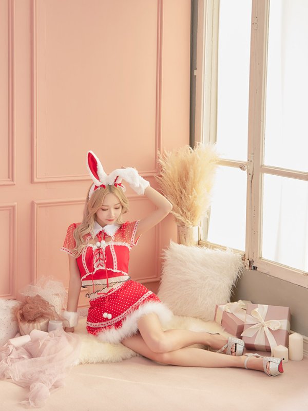 画像7: 【サンタセール！】ドットチュール/ バニー/ セットアップサンタ（SS088YN-Socks）【sugar nine サンタコス 5点セット】【XS-Lサイズ/1カラー】[YMT] (7)