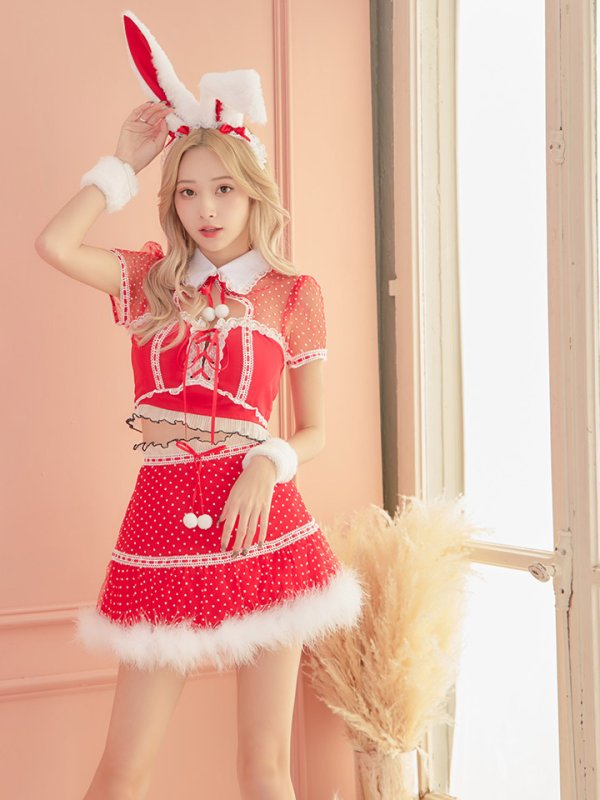 画像8: 【サンタセール！】ドットチュール/ バニー/ セットアップサンタ（SS088YN-Socks）【sugar nine サンタコス 5点セット】【XS-Lサイズ/1カラー】[YMT] (8)