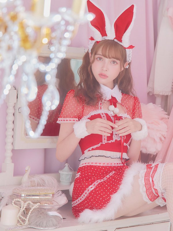 画像3: 【サンタセール！】ドットチュール/ バニー/ セットアップサンタ（SS088YN-Socks）【sugar nine サンタコス 5点セット】【XS-Lサイズ/1カラー】[OF04] (3)