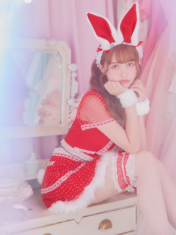 画像7: 【サンタセール！】ドットチュール/ バニー/ セットアップサンタ（SS088YN-Socks）【sugar nine サンタコス 5点セット】【XS-Lサイズ/1カラー】[OF04] (7)