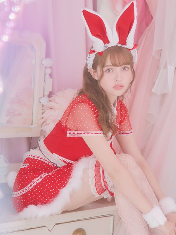 画像9: 【サンタセール！】ドットチュール/ バニー/ セットアップサンタ（SS088YN-Socks）【sugar nine サンタコス 5点セット】【XS-Lサイズ/1カラー】[OF04] (9)