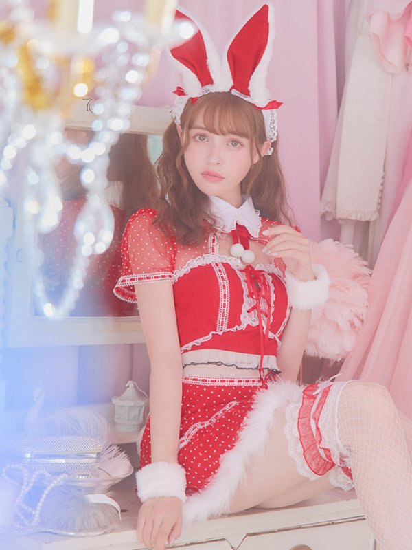 画像10: 【サンタセール！】ドットチュール/ バニー/ セットアップサンタ（SS088YN-Socks）【sugar nine サンタコス 5点セット】【XS-Lサイズ/1カラー】[OF04] (10)