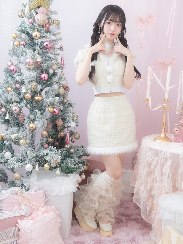 画像8: 【即日発送！】【サンタコス 5点セット】【XS-XLサイズ/2カラー】ツイードチェックバニーサンタコスプレ[YMT] (8)