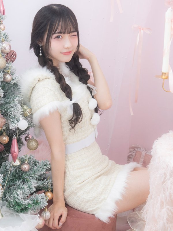 画像11: 【即日発送！】【サンタコス 5点セット】【XS-XLサイズ/2カラー】ツイードチェックバニーサンタコスプレ[YMT] (11)