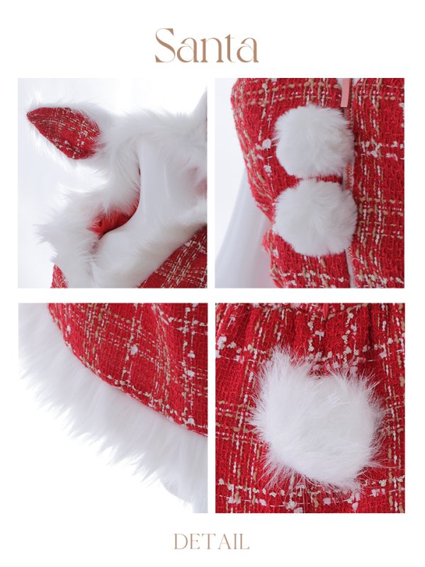 画像45: 【即日発送！】【サンタコス5点セット】【XS-XLサイズ/2カラー】ツイードチェックバニーサンタコスプレ[YMT] (45)