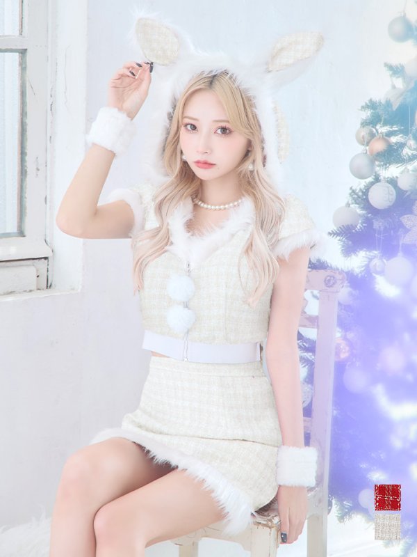 画像20: 【即日発送！】【サンタコス5点セット】【XS-XLサイズ/2カラー】ツイードチェックバニーサンタコスプレ[YMT] (20)