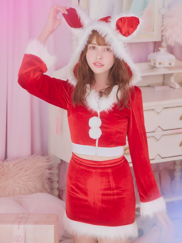 画像18: 【即日発送！】【サンタコス 4点セット】【S-Lサイズ/3カラー】セットアップバニーサンタコスプレ[OF04] (18)