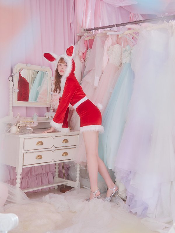 画像10: 【即日発送！】【サンタコス 4点セット】【S-Lサイズ/3カラー】セットアップバニーサンタコスプレ[OF04] (10)