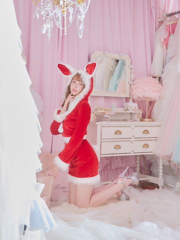 画像12: 【即日発送！】【サンタコス 4点セット】【S-Lサイズ/3カラー】セットアップバニーサンタコスプレ[OF04] (12)