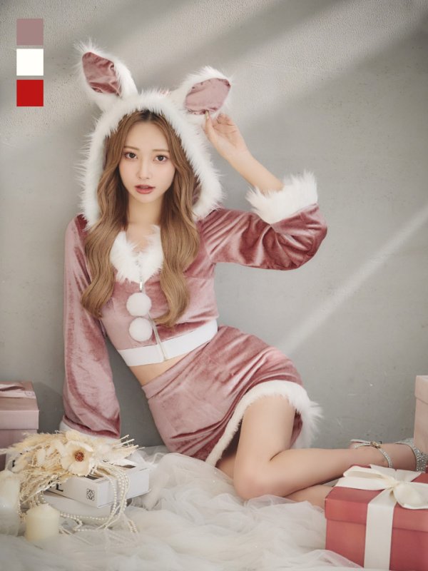 画像5: 【即日発送！】【サンタコス 4点セット】【S-Lサイズ/3カラー】セットアップバニーサンタコスプレ[YMT] (5)