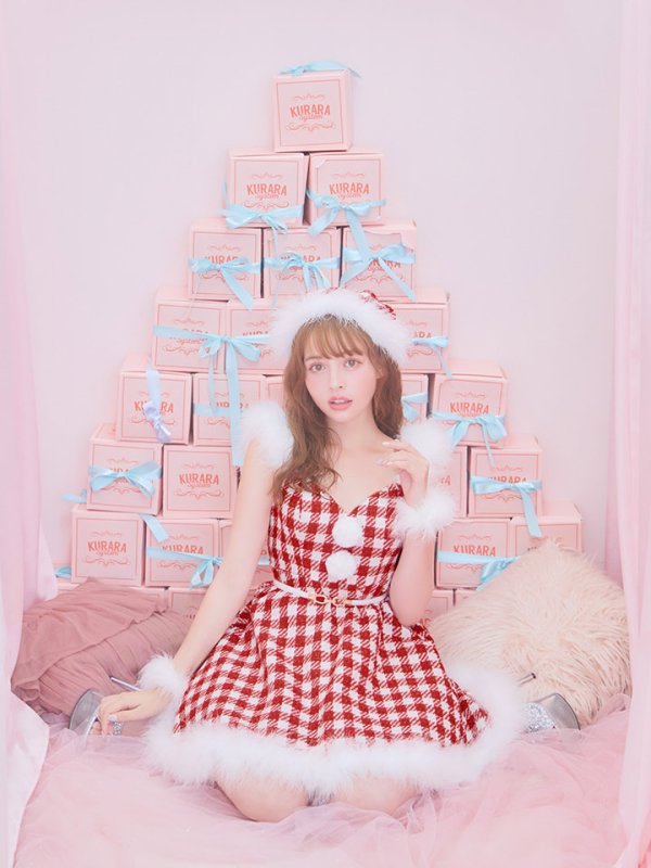 画像13: 【サンタSALE!!】【サンタコス 5点セット】【XS-Lサイズ/1カラー】ギンガムチェック セットアップフレアサンタコスプレ[OF04] (13)