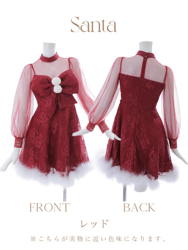 画像33: 【サンタセール！】【サンタコス3点セット】【S-XLサイズ/1カラー】チュールスリーブレースリボンサンタコスプレ[YMT] (33)