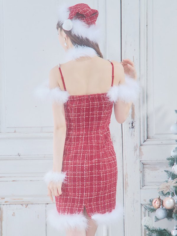 画像15: 【サンタセール！】【サンタコス 5点セット】【XS-Mサイズ/1カラー】リボンキャミソールタイトツイードサンタコスプレ[YMT] (15)