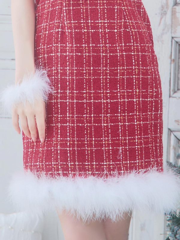 画像17: 【サンタセール！】【サンタコス 5点セット】【XS-Mサイズ/1カラー】リボンキャミソールタイトツイードサンタコスプレ[YMT] (17)