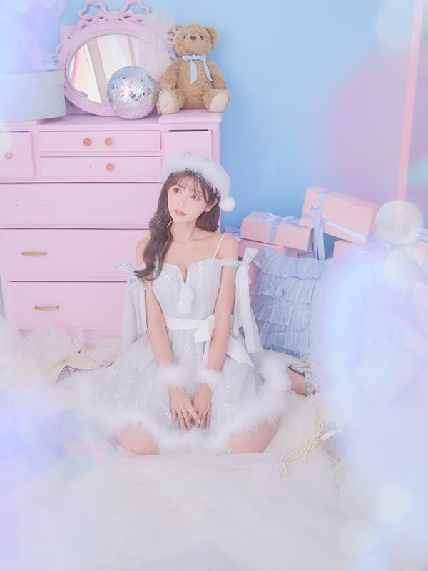 画像7: 【ノベルティ対象】【サンタセール！】【サンタコス 5点セット】【S-Lサイズ/1カラー】スパンコールフレアサンタコスプレ[YMT] (7)