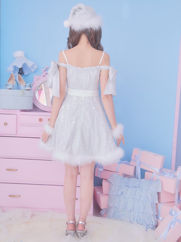 画像14: 【ノベルティ対象】【サンタセール！】【サンタコス 5点セット】【S-Lサイズ/1カラー】スパンコールフレアサンタコスプレ[YMT] (14)