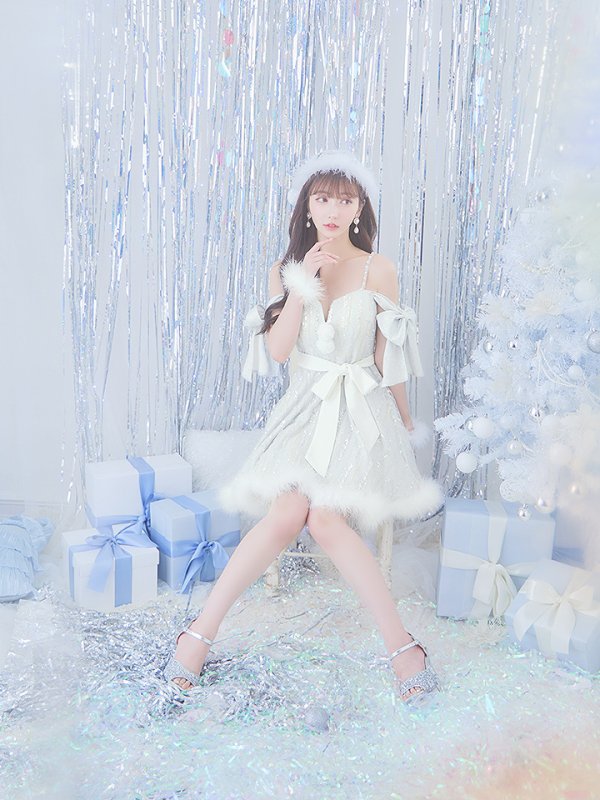 画像8: 【ノベルティ対象】【サンタセール！】【サンタコス 5点セット】【S-Lサイズ/1カラー】スパンコールフレアサンタコスプレ[YMT] (8)