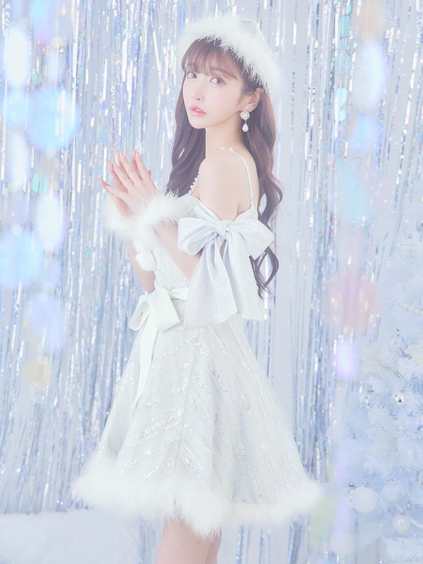 画像9: 【ノベルティ対象】【サンタセール！】【サンタコス 5点セット】【S-Lサイズ/1カラー】スパンコールフレアサンタコスプレ[YMT] (9)