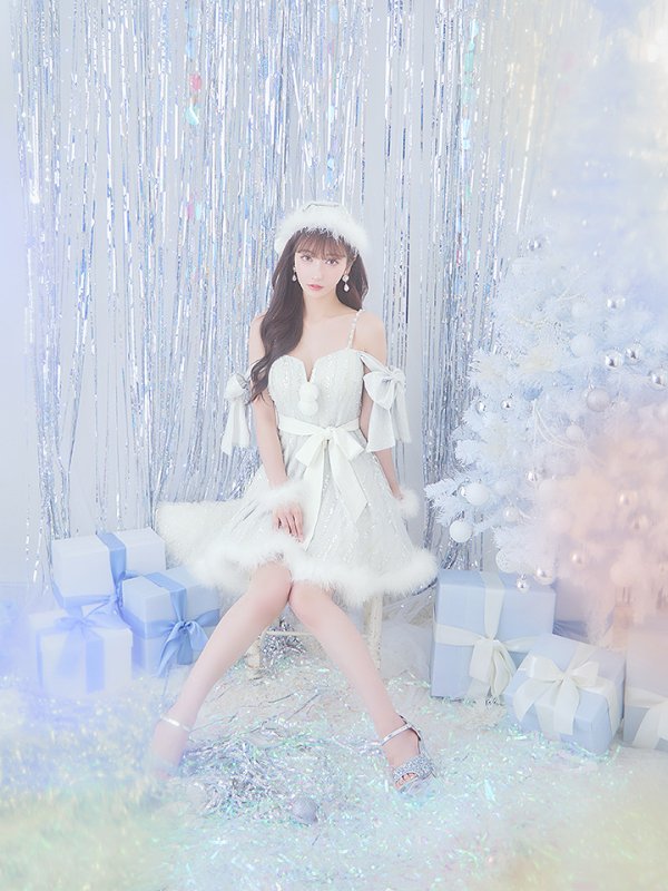 画像12: 【ノベルティ対象】【サンタセール！】【サンタコス 5点セット】【S-Lサイズ/1カラー】スパンコールフレアサンタコスプレ[YMT] (12)