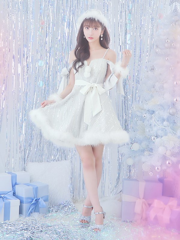 画像13: 【ノベルティ対象】【サンタセール！】【サンタコス 5点セット】【S-Lサイズ/1カラー】スパンコールフレアサンタコスプレ[YMT] (13)