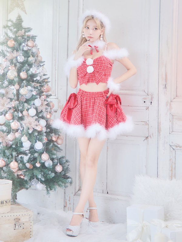 画像5: 【サンタセール！】【サンタコス 6点セット】【XS-Mサイズ/1カラー】リボンモチーフセットアップフレアサンタコスプレ[YMT] (5)